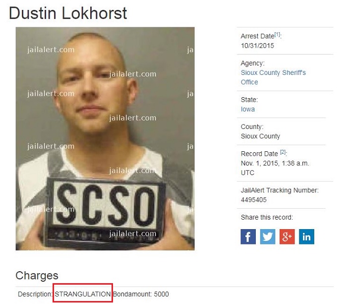 Dustin Lokhorst charged with Strangulation